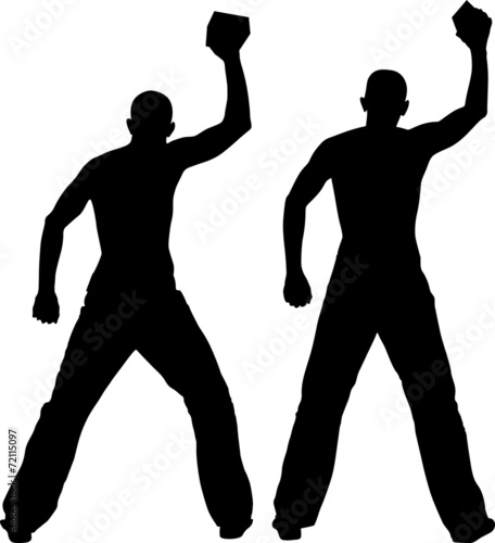 silhouette of man throwing objects