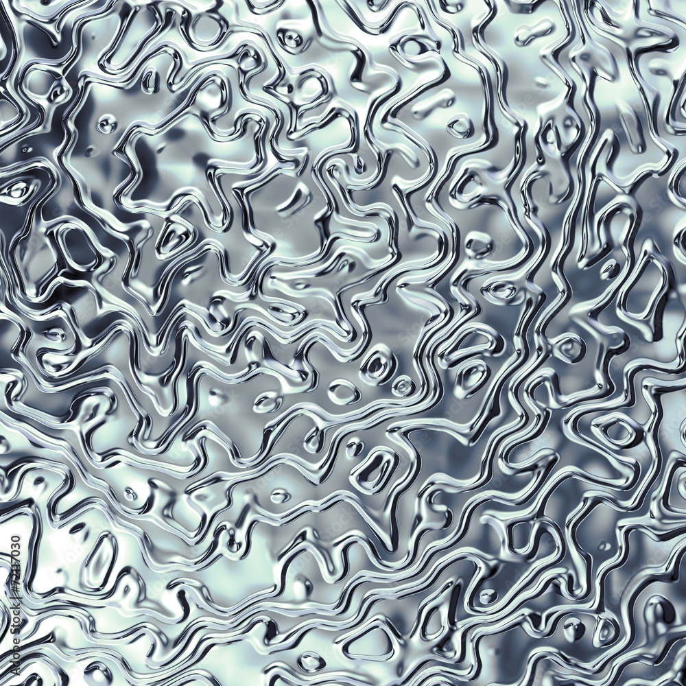 3d abstract background, rippled liquid chrome metal Stock Illustration
