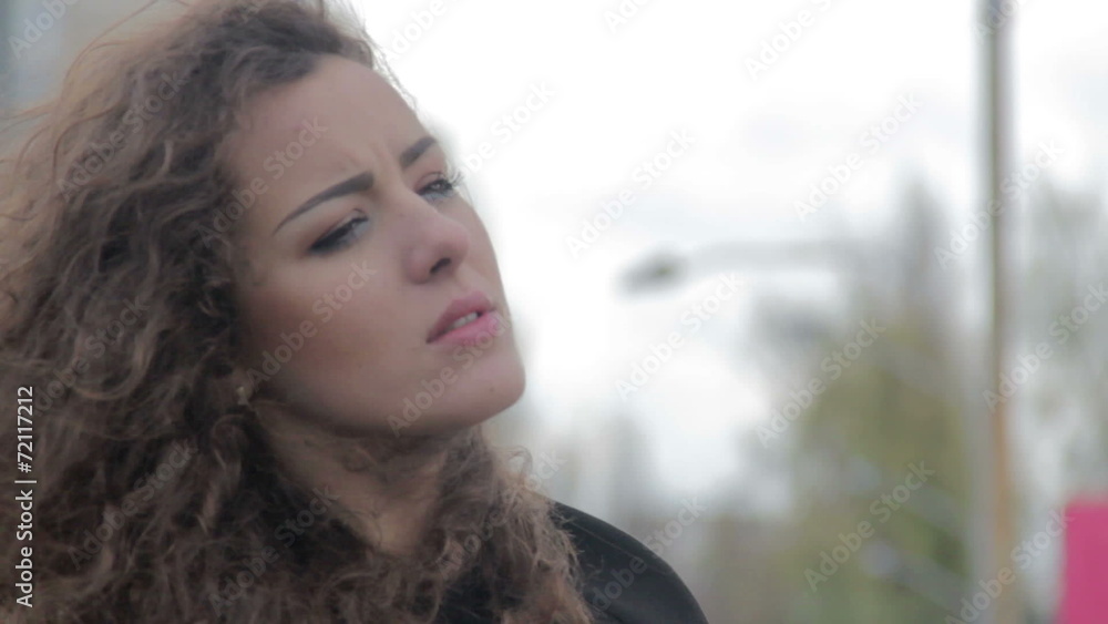 Young depressed lady feeling cold, loneliness, autumn depression Young depressed lady feeling cold, loneliness, autumn depression