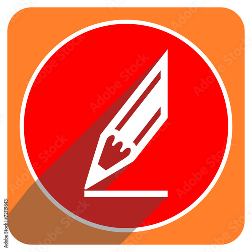 pencil red flat icon isolated