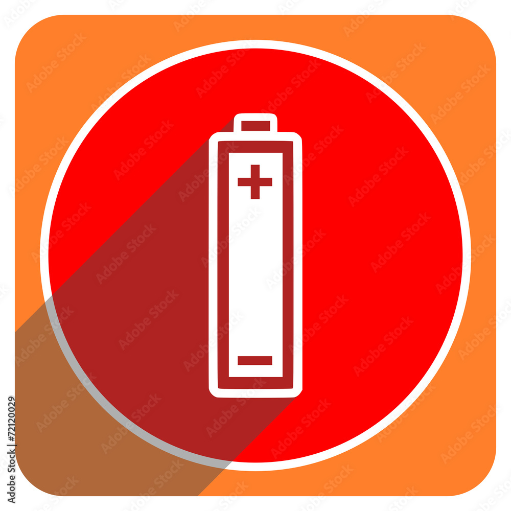 battery red flat icon isolated battery red flat icon isolated