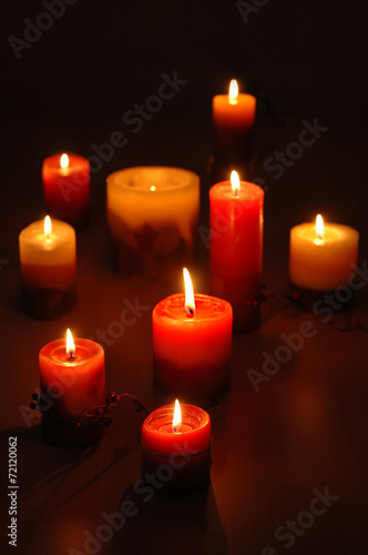 Group of candles on a dark background