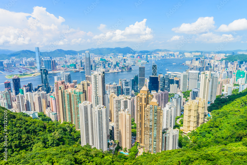 Obraz premium HONG KONG -August 8: Scene of the Victoria Harbour on August 8,