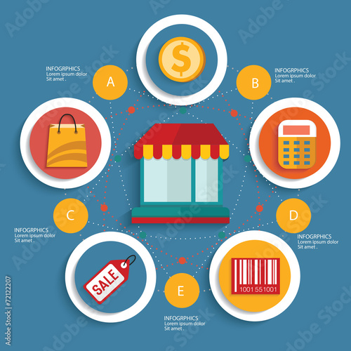 Shopping concept on blue background,clean vector