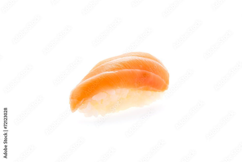 Salmon sushi isolated on white