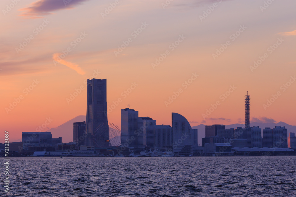 Skyscraper at Minatomirai, Yokohama at dusk