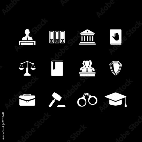 Set of black law and justice icons