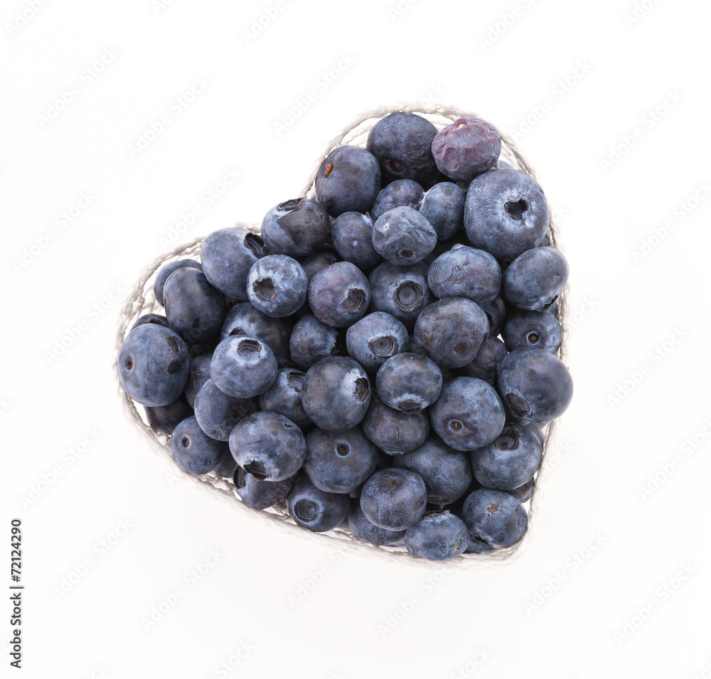 Blueberry basket isolated on white Blueberry basket isolated on white