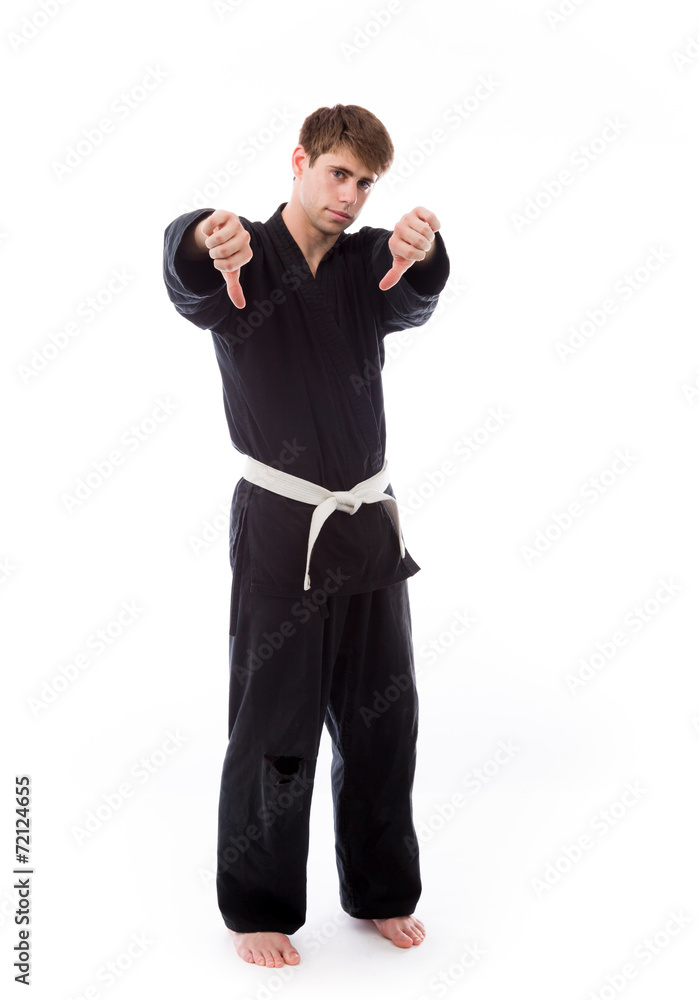 negative model showing thumbs down negative model showing thumbs down