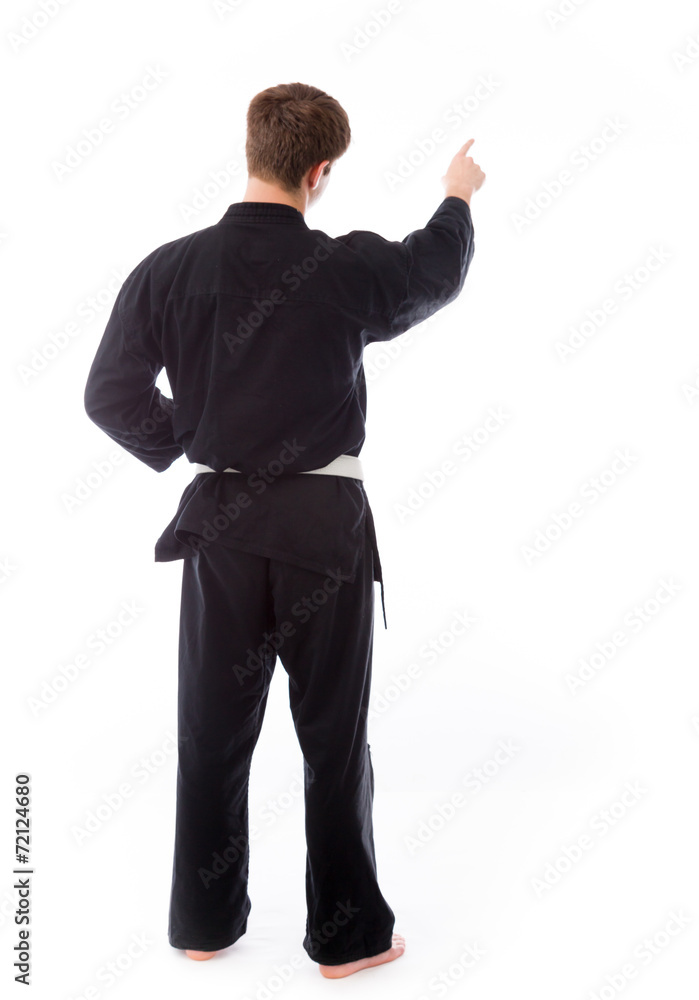 model isolated on plain background back pointing model isolated on plain background back pointing
