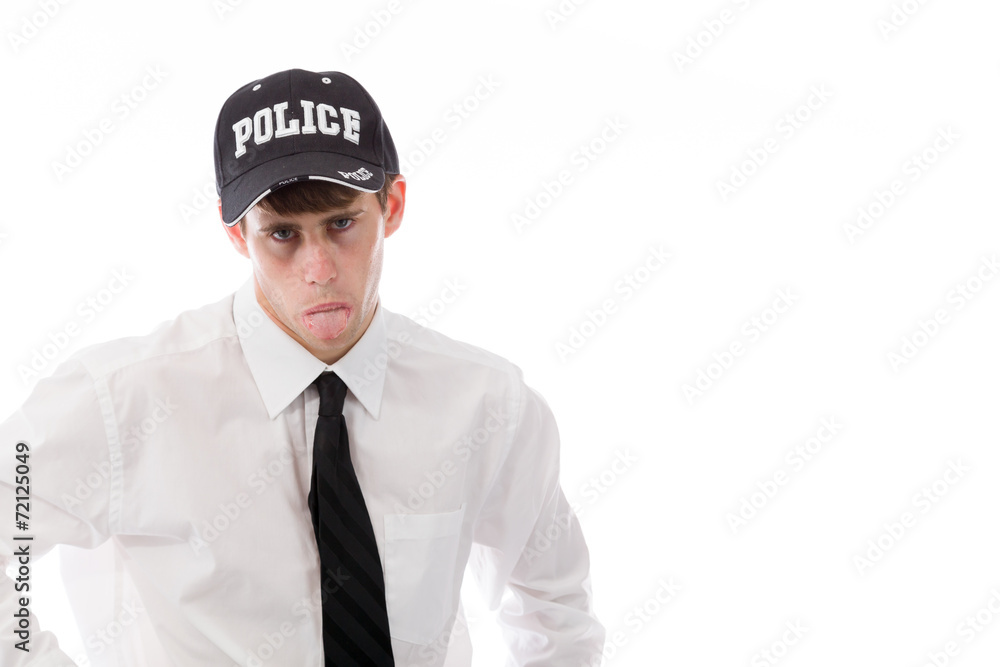 model isolated on plain background face sticking tongue out model isolated on plain background face sticking tongue out