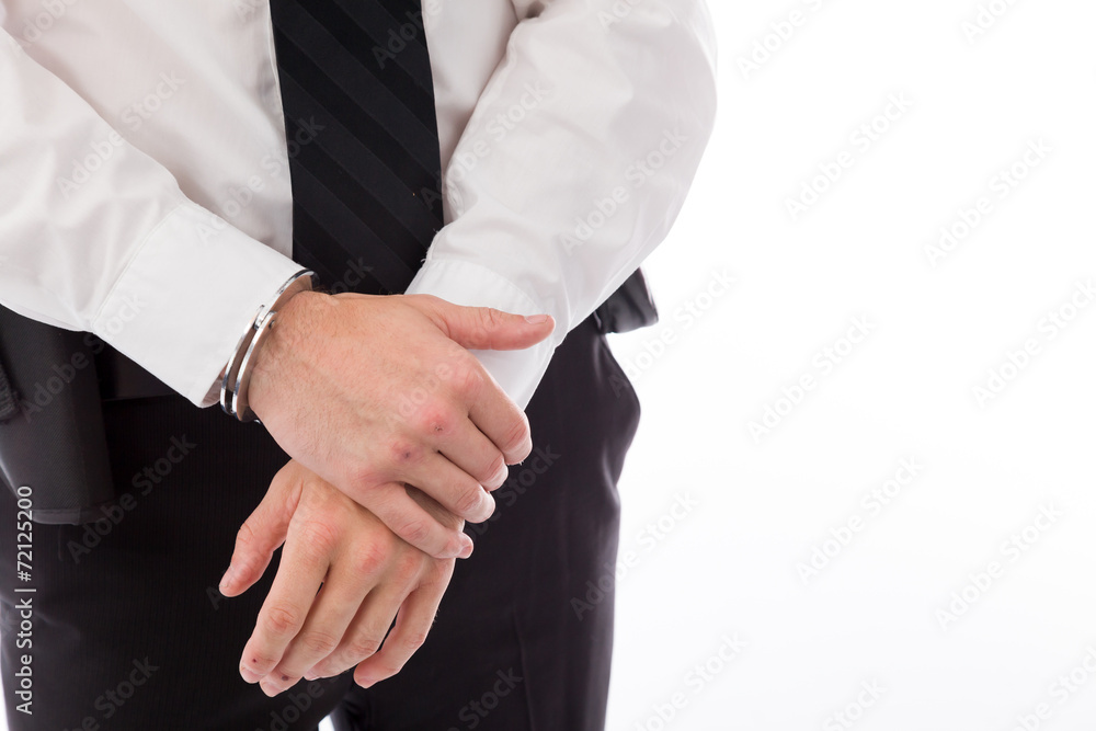 model isolated on white policeman handcuffs model isolated on white policeman handcuffs
