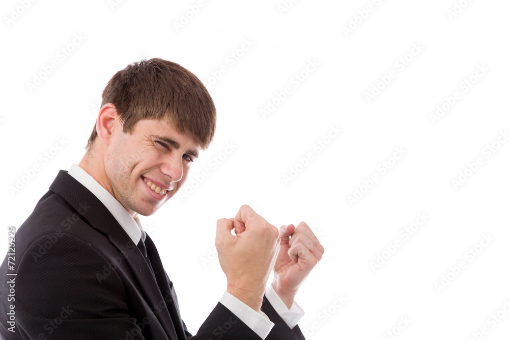 model isolated on plain background victory confident model isolated on plain background victory confident