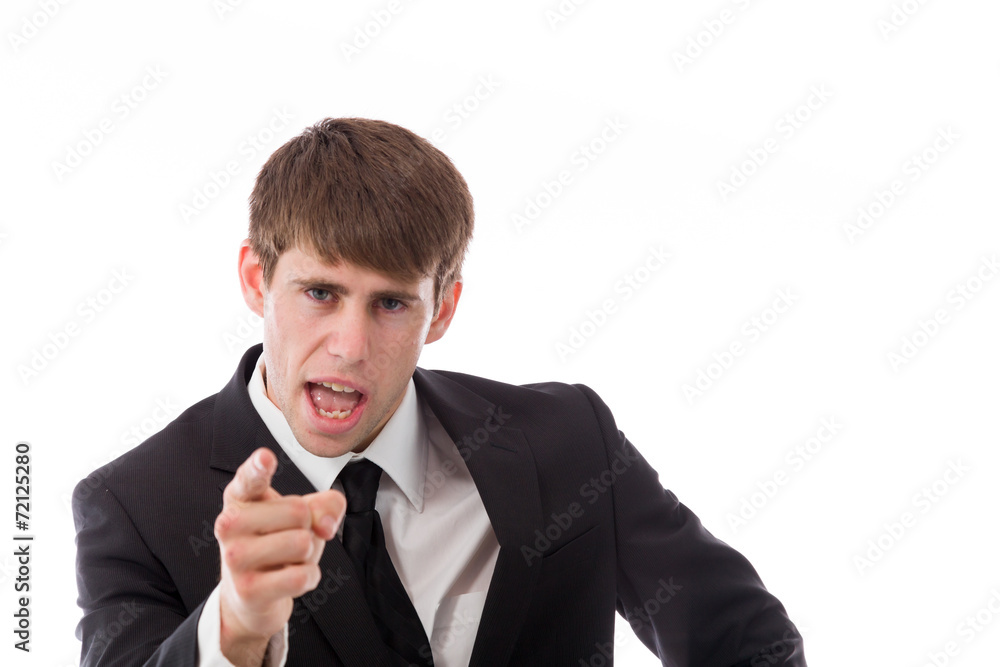 model isolated on plain background nagging scolding with finger model isolated on plain background nagging scolding with finger
