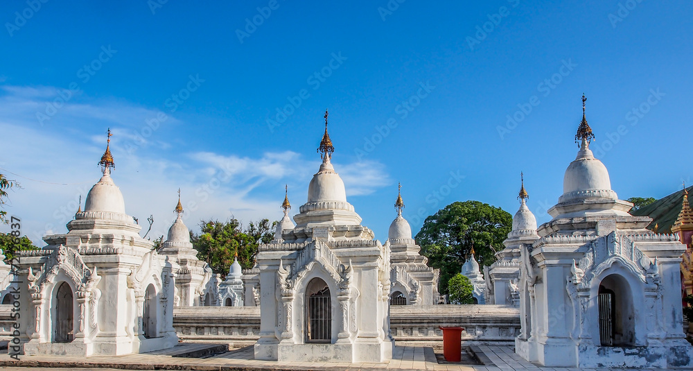 white pagodas in Kuthodaw temple, Mandalay, Myanmar