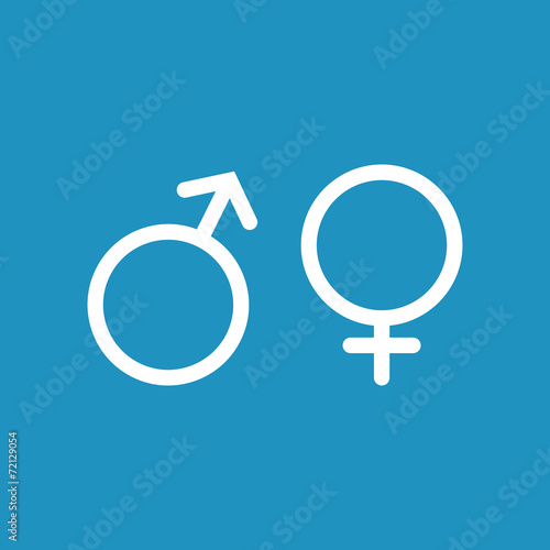 Male and female white icon on blue background