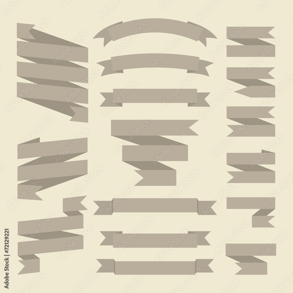 Brown or gray ribbons set isolated on white background.Vector.Ba Brown or gray ribbons set isolated on white background.Vector.Ba