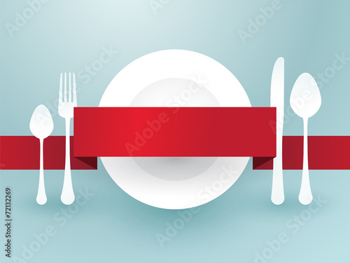 cutlery with ribbon over plate