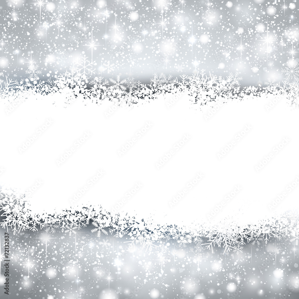 Fototapeta premium Silver christmas background with snow.