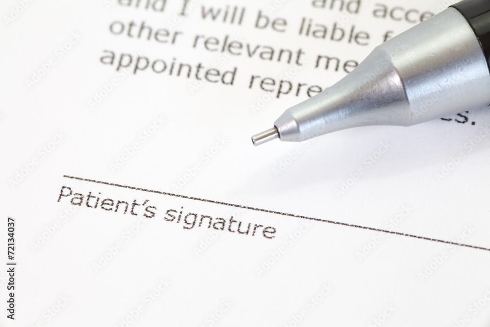 Close - up Patient information form at Patient Close - up Patient information form at Patient