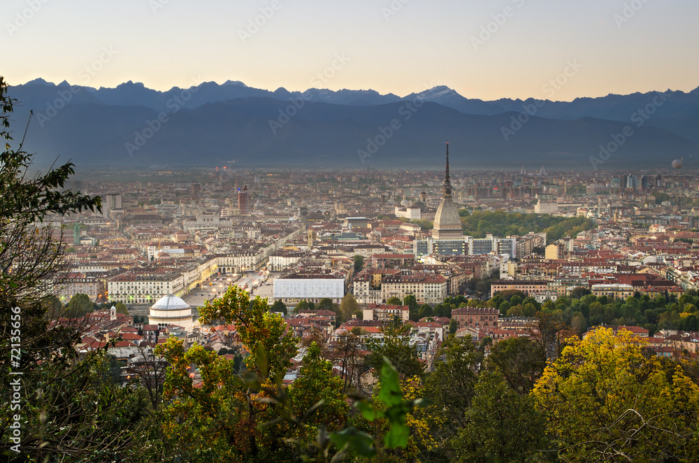 Turin (Torino), panorama at sunset