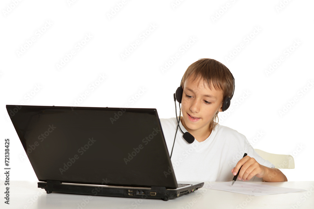 Boy is doing homework Boy is doing homework