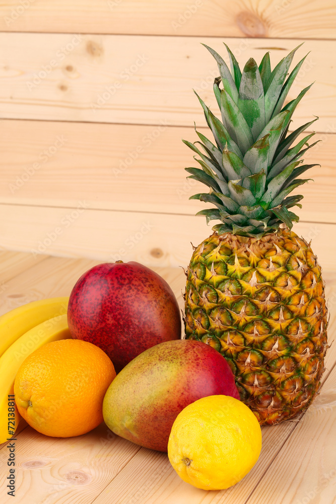 Fruit variety on wood. Fruit variety on wood.