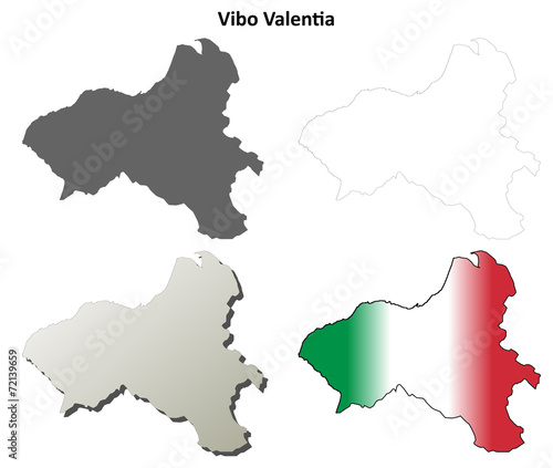 Vibo Valentia blank detailed outline map set