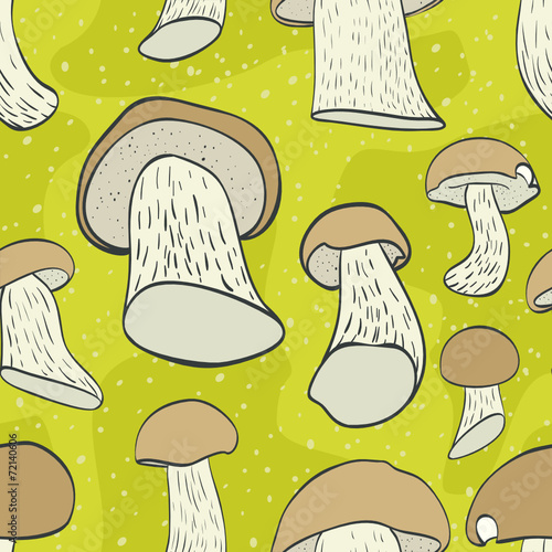 Seamless pattern with cep mushroom