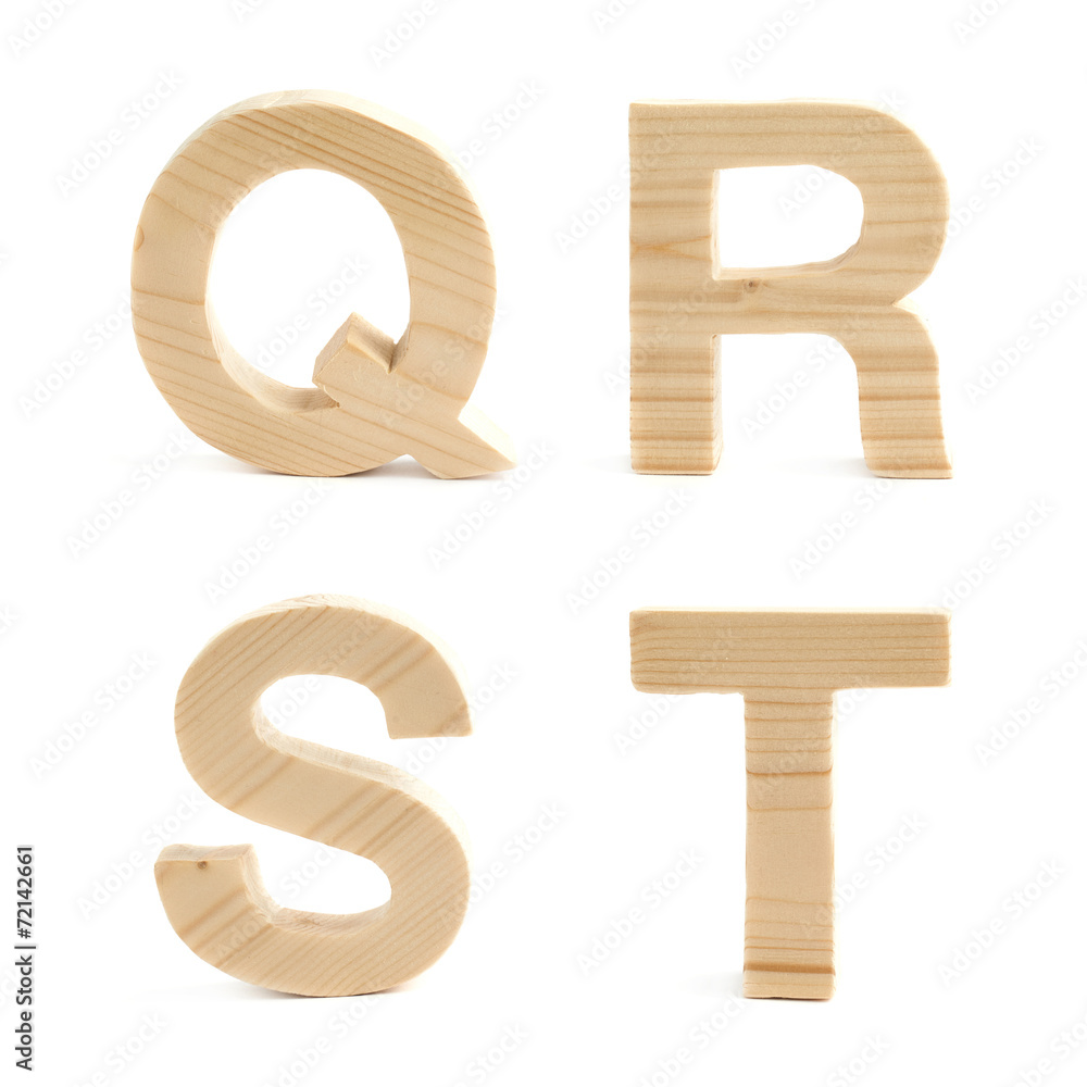 Wooden block letter set isolated Wooden block letter set isolated