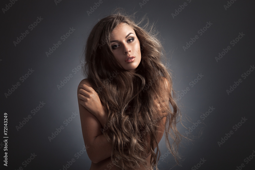 Beautiful Woman. Fluttering Long Hair. Beautiful Woman. Fluttering Long Hair.