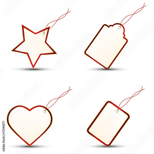 4 Gift Tags RED