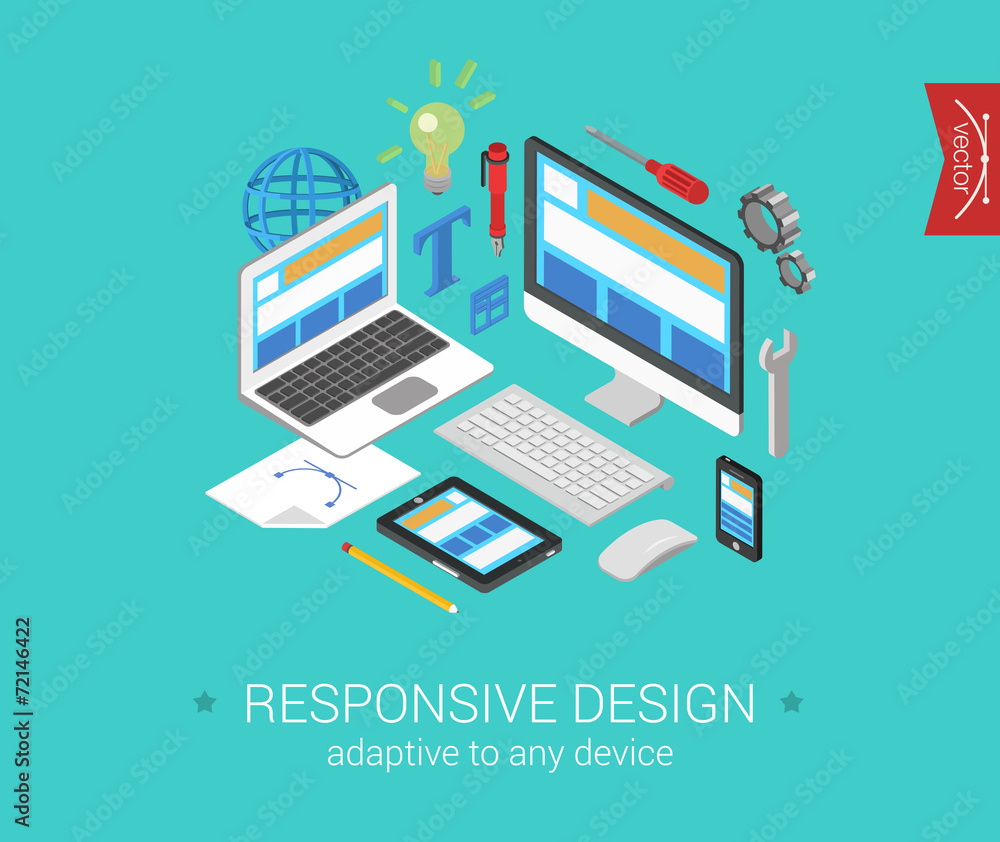 Flat 3d isometric concept vector web responsive website Flat 3d isometric concept vector web responsive website