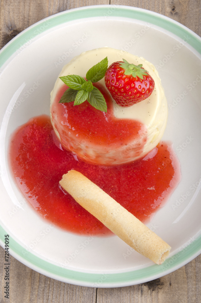 panna cotta with strawberry and fruit sauce panna cotta with strawberry and fruit sauce