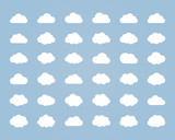 Big vector set of thirty-six white cloud  shapes