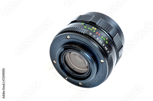 Old manual focus control camera lens
