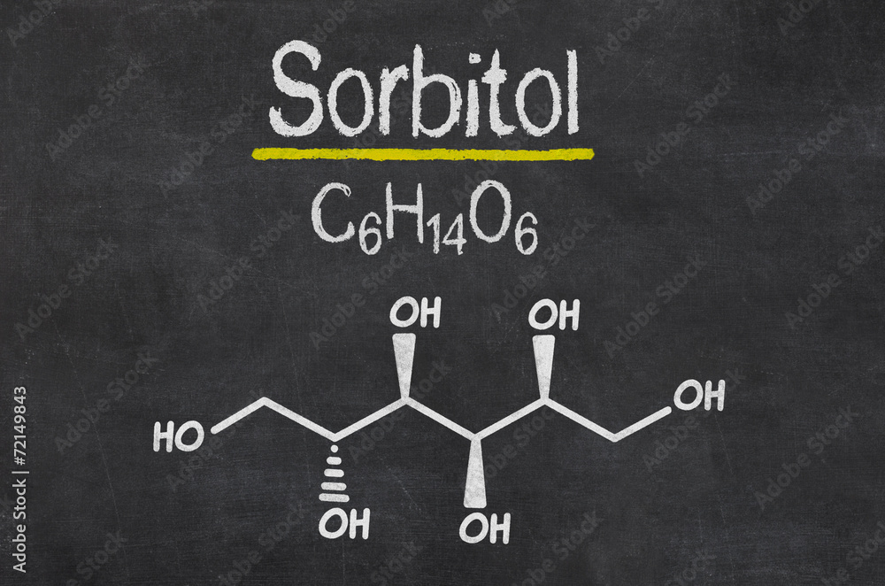 Schiefertafel mit der chemischen Formel von Sorbitol Schiefertafel mit der chemischen Formel von Sorbitol