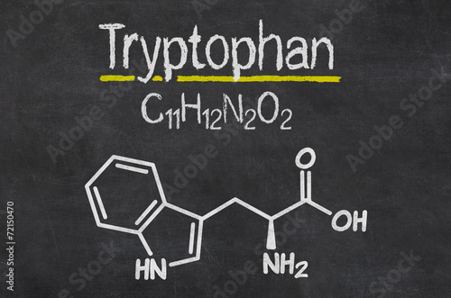 Schiefertafel mit der chemischen Formel von Tryptophan
