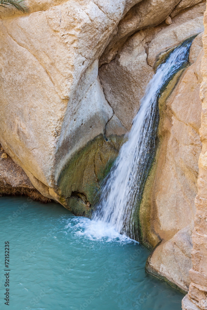 Waterfall in mountain oasis Chebika, Tunisia, Africa