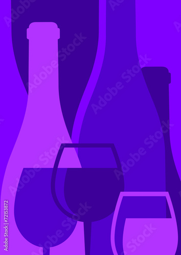 silhouette de bouteilles et verres de vin