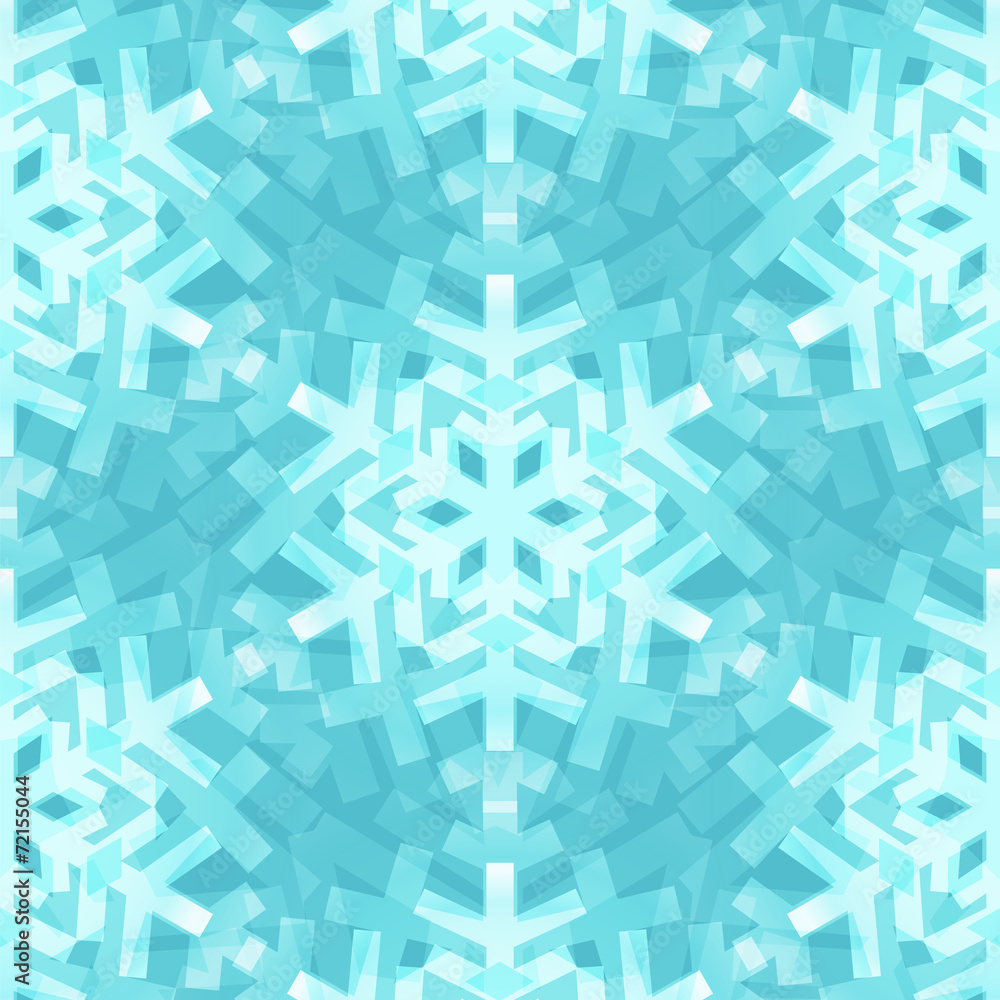 Shiny Blue Snowflakes Seamless Pattern for Christmas Desing