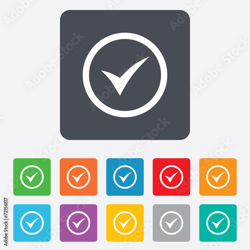 Check mark sign icon. Yes circle symbol.