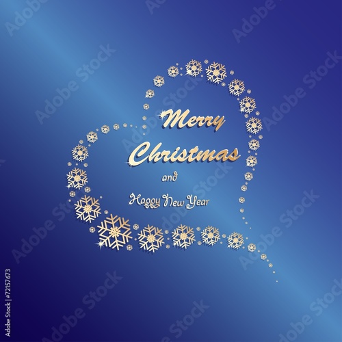 Heart made from snowflakes  with Merry Christmas sign
