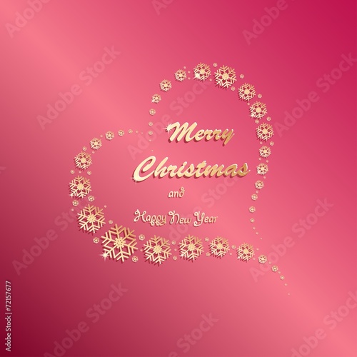 Heart made from snowflakes  with Merry Christmas sign
