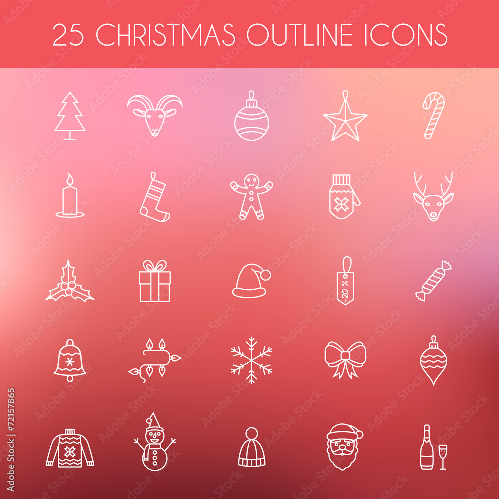 Christmas outline icons. Holiday New Year icons. Christmas outline icons. Holiday New Year icons.