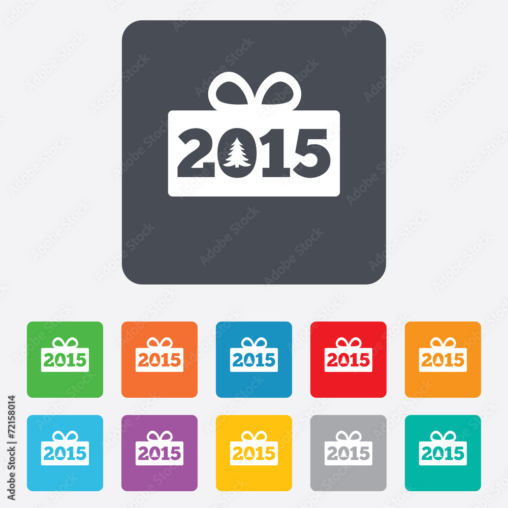 Happy new year 2015 sign icon. Christmas gift. Happy new year 2015 sign icon. Christmas gift.