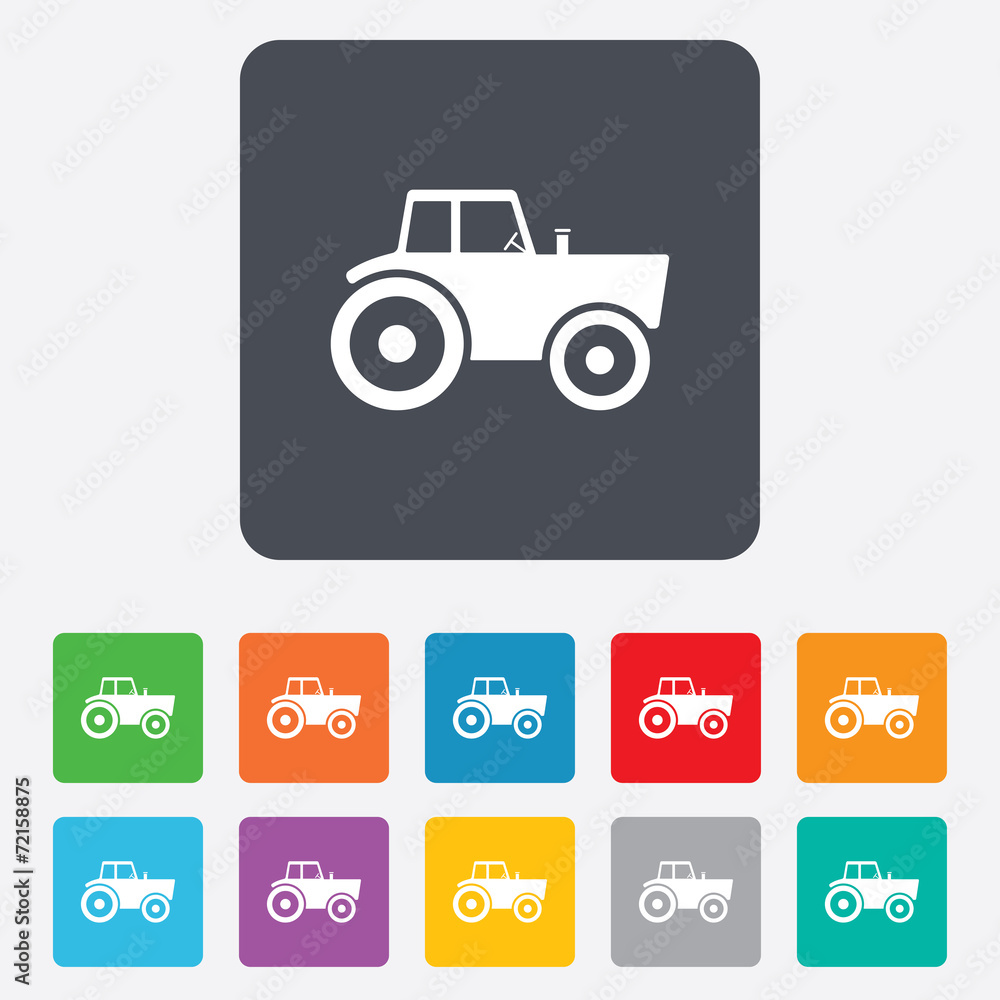 Tractor sign icon. Agricultural industry symbol. Tractor sign icon. Agricultural industry symbol.