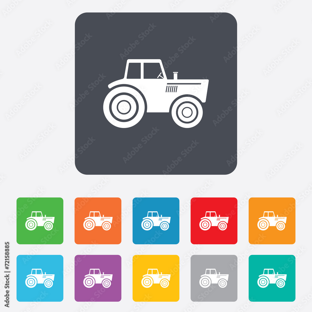 Tractor sign icon. Agricultural industry symbol. Tractor sign icon. Agricultural industry symbol.