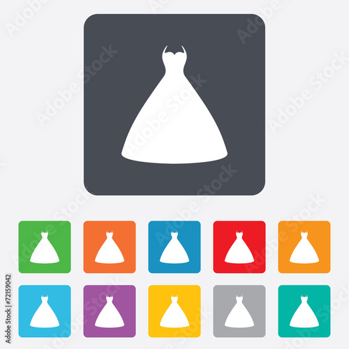 Wedding dress sign icon. Elegant bride symbol.