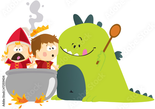 Conte dragon et princesse en cuisine